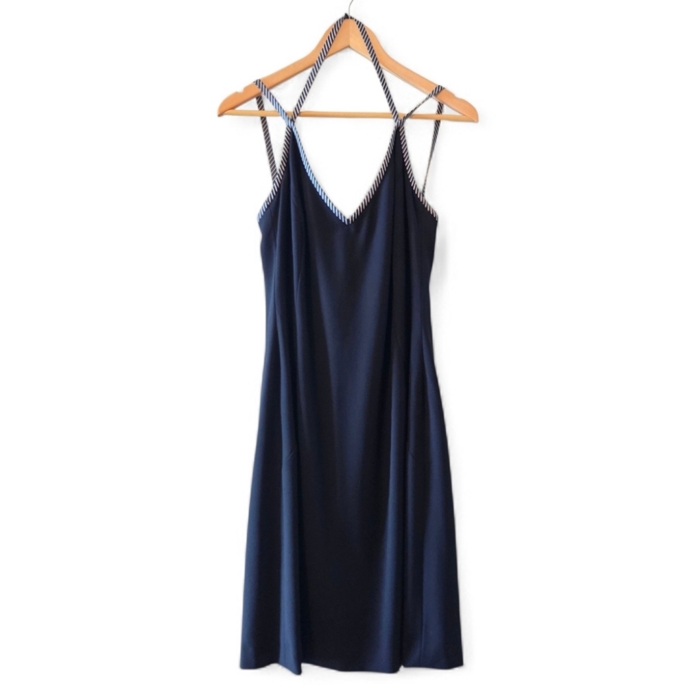 Vintage Escada Black Wool Feminine Backless Striped Halter Sheath Mini Dress 40
